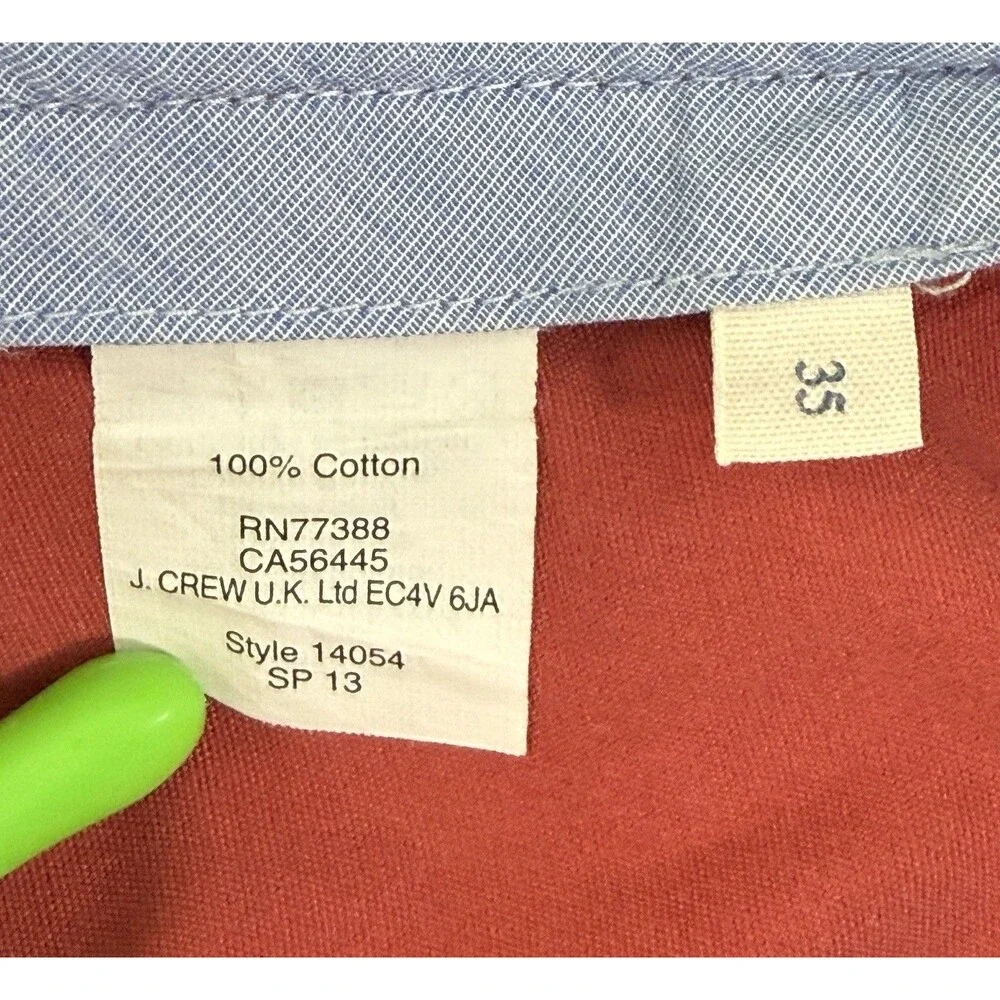 J.Crew Cotton Chino Shorts Men’s Size 35 Red 11”‎ Inseam Summer Preppy